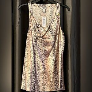 Cache, Silk, cowl neck, animal print top.